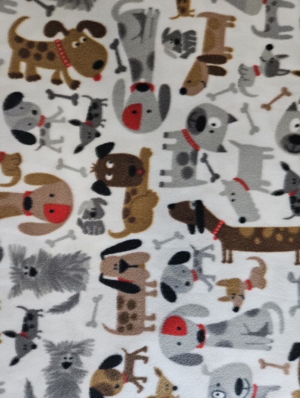 Plush Dog Print Pet Blizzard Fleece - White with Multicolor Dogs- Sold By The Ya